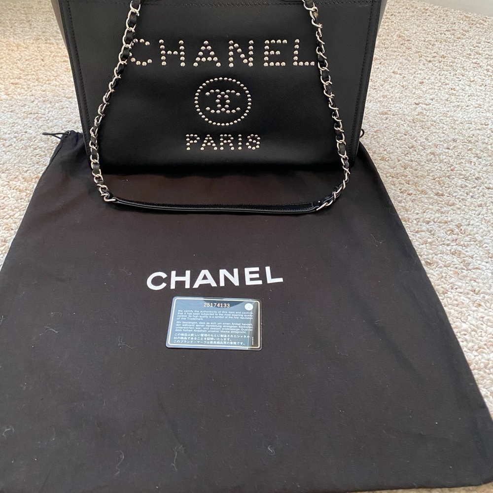 CHANEL DEAUVILLE STUDDED TOTE